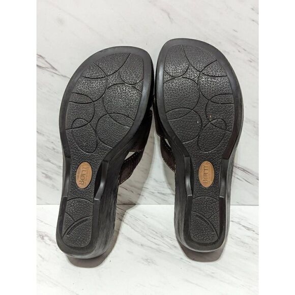 Born Women's Brown Leather Slip-On Slide 2.5" Wedge Sandal Size 8 - Picture 6 of 7